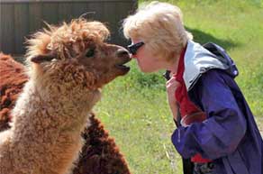 Hélèna Katz and Blue the alpaca